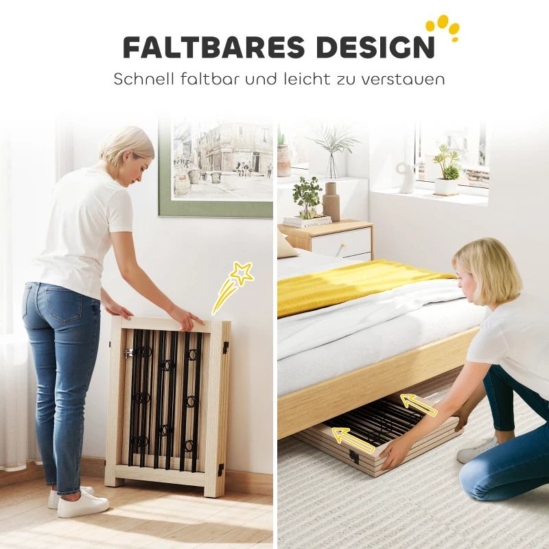 PawHut Freistehendes Haustiertor, Hundegitter mit Tür, 4 Paneele, für Flur, Treppe, Türrahmen, MDF, Stahl