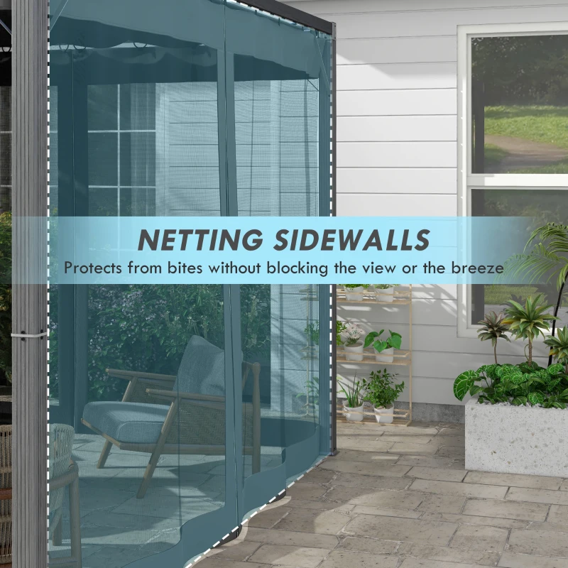 Outsunny 3 x 3m Aluminium Frame Pergola, with Retractable Roof - Dark Grey