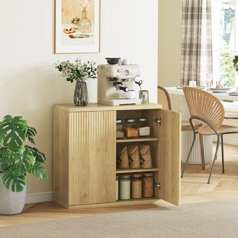 HOMCOM Aparador de salón, mueble de almacenamiento moderno con puertas de cierre suave y estantes ajustables, 78 x 39 x 79 cm, roble