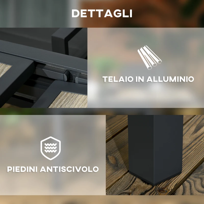 Outsunny Tavolo da Giardino Allungabile per 6 Persone in Plastica e Alluminio, 80/160x80x75 cm, Beige