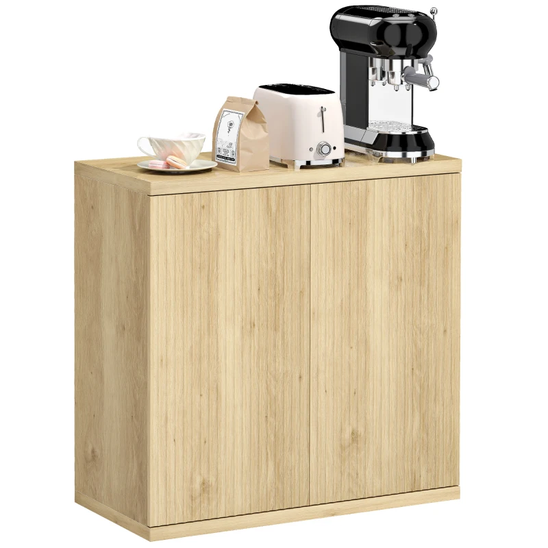 HOMCOM Aparador de salón, mueble de almacenamiento moderno con puertas de cierre suave y estantes ajustables, 78 x 39 x 79 cm, roble