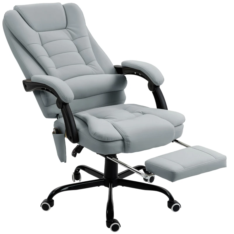 Vinsetto Fauteuil de bureau massant, chaise de bureau avec hauteur réglable, dossier inclinable et télécommande filaire, gris