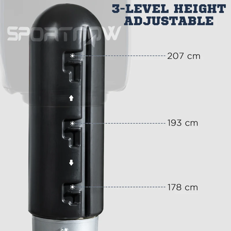 SPORTNOW Stojący Work Bokserski, Regulowany 178-207cm, Sztuczny Partner do Boksu z Bazą HDPE, dla Dzieci i Dorosłych, Trening Domowy