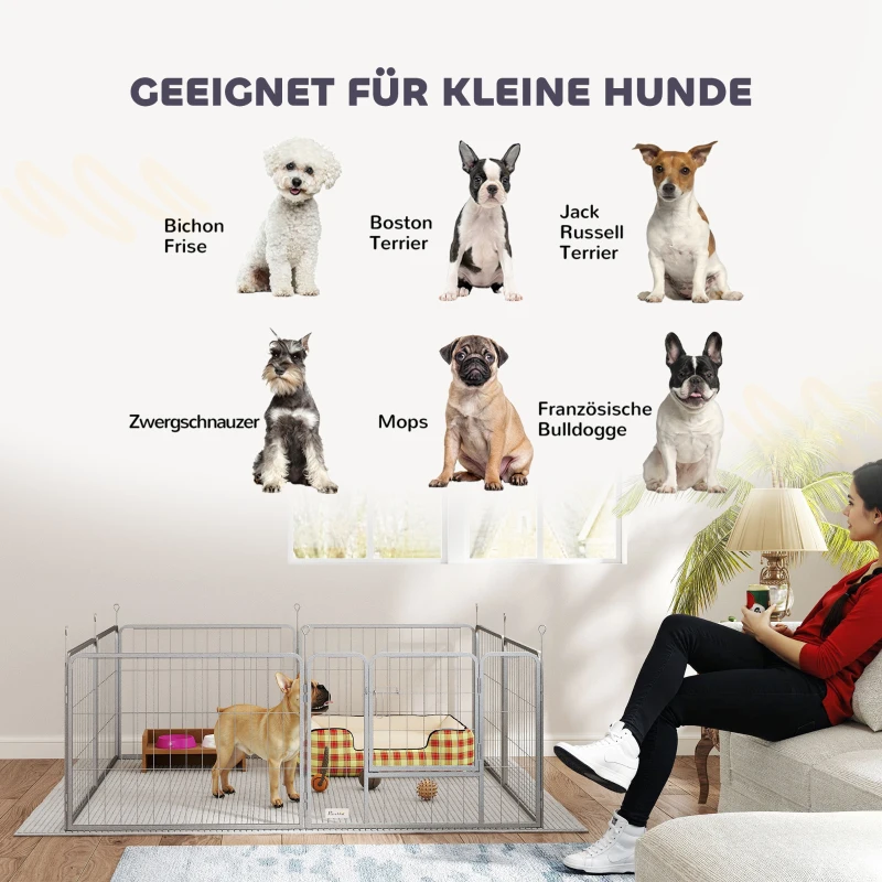 PawHut 8-częściowy wybieg dla szczeniąt, 60 cm, z drzwiami