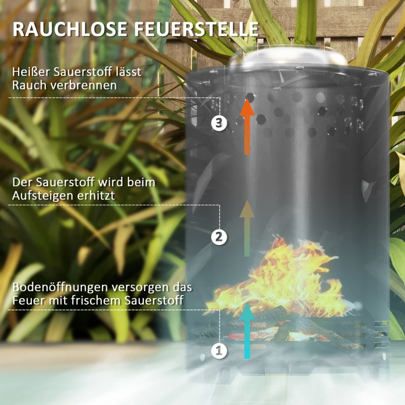 Kociołek ogrodowy Ø16x25cm, stal nierdzewna, bez dymu