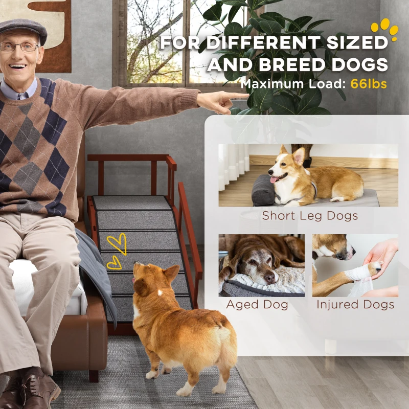 Rampa dla psów z demontowalnymi barierkami, do 30 kg, Szara