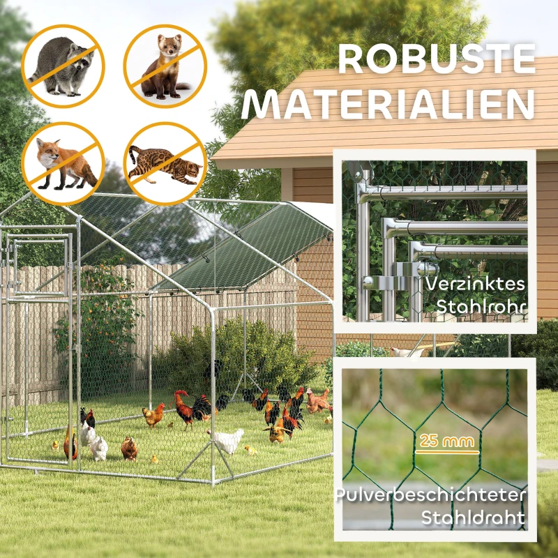 Kurnik z wybiegem stalowym 300x600x195 cm dla 18-24 kur