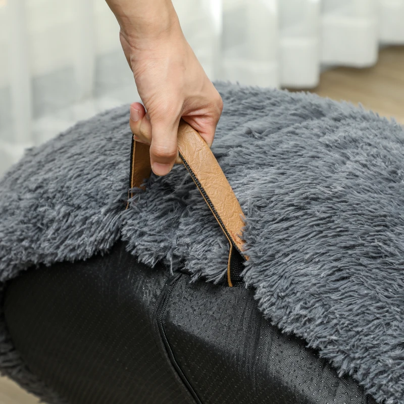 PawHut Human Dog Bed, 175L x 115W x 35Hcm Giant Human Dog Bed with Washable Cover, Waterproof Non-slip Bottom, Handel, Fluffy Dog Bed for People, Adults, Pet Family, Dark Grey