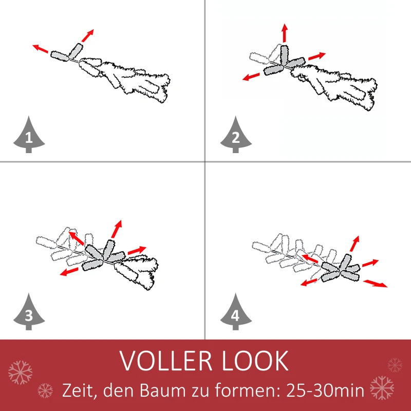 Sztuczna Choinka HOMCOM 180 cm, Sosnowa z 724 Gałęziami, W zestawie Metalowy Stojak, Dekoracje Świąteczne do Wnętrza