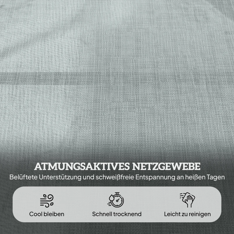 Outsunny Leżak słoneczny, leżanka ogrodowa z poduszką, fotel plażowy z regulowanym oparciem, podłokietnikiem, leżanka relaksacyjna do ogrodu, balkonu, siatka, ciemnoszary