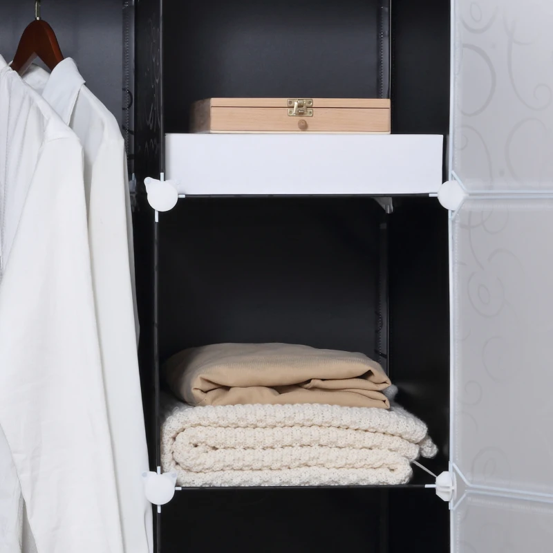 System regałów do szafy DIY, 2 duże i 9 małych, czarne