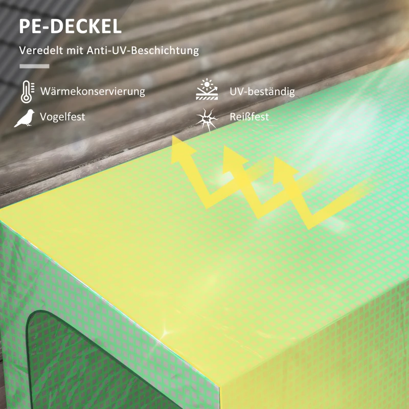 Outsunny Szklarnia foliowa z dwoma drzwiami, wiatroszczelne szklarnie na pomidory z oknem bocznym, ochrona UV dla ogrodu, PE, zielony, 200 x 80 x 200 cm