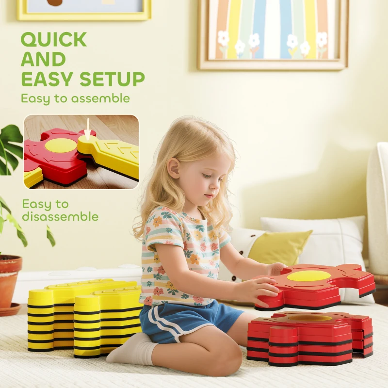 AIYAPLAY Balanser dla dzieci z 4 kamieniami do balansowania, zabawka sensoryczna dla koordynacji i stabilności, deska równoważna do użytku wewnątrz i na zewnątrz, dla dzieci 3-8 lat, żółty