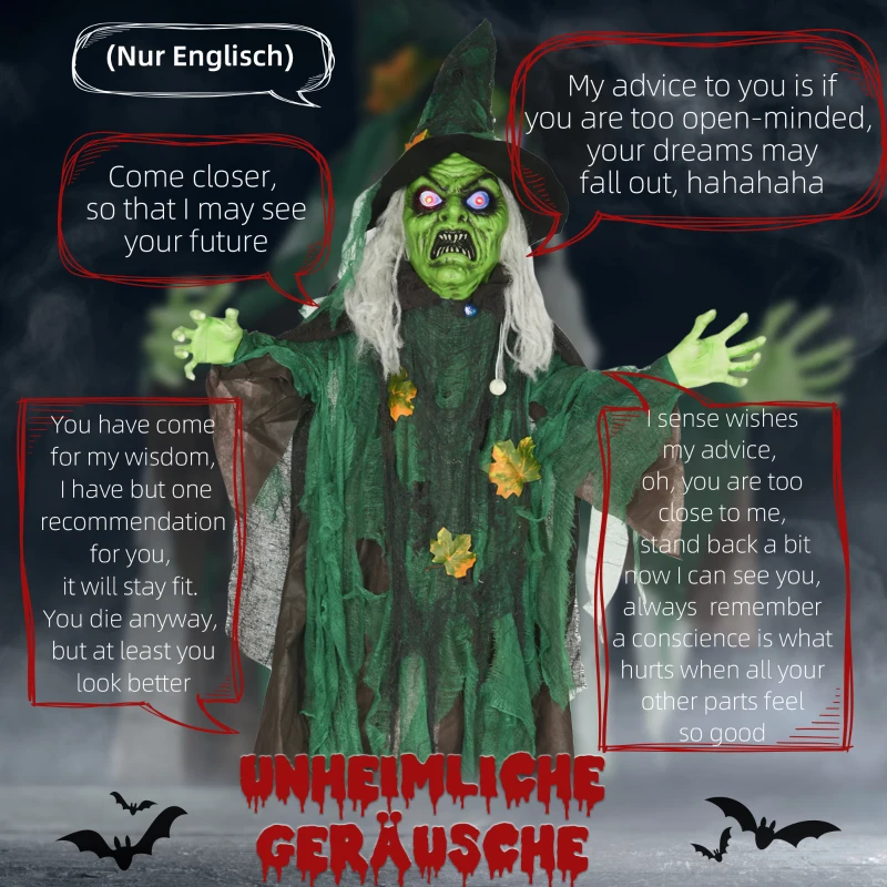 Czarownica na Halloween 183cm z LED i dźwiękiem