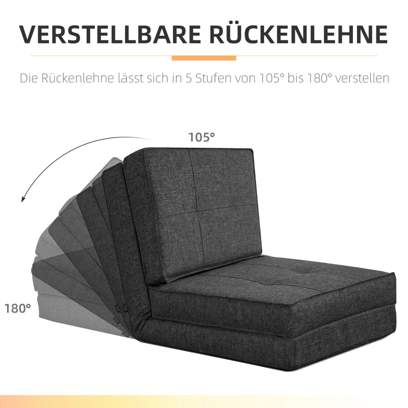 HOMCOM opvouwbare vloerbank, fauteuilbed, vloerstoel, 5-traps verstelbaar, opklapbare fauteuil, slaapbank, slaapbank, eenpersoonsslaapbank, donkerblauw, 61 x 73 x 58 cm