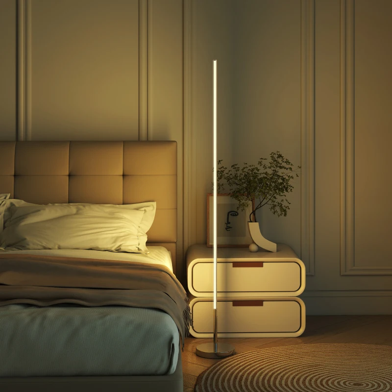 HOMCOM Lampadaire LED, lampadaire sur pied salon à intensité variable, télécommande, interrupteur à pied, Ø20x150cm, argent