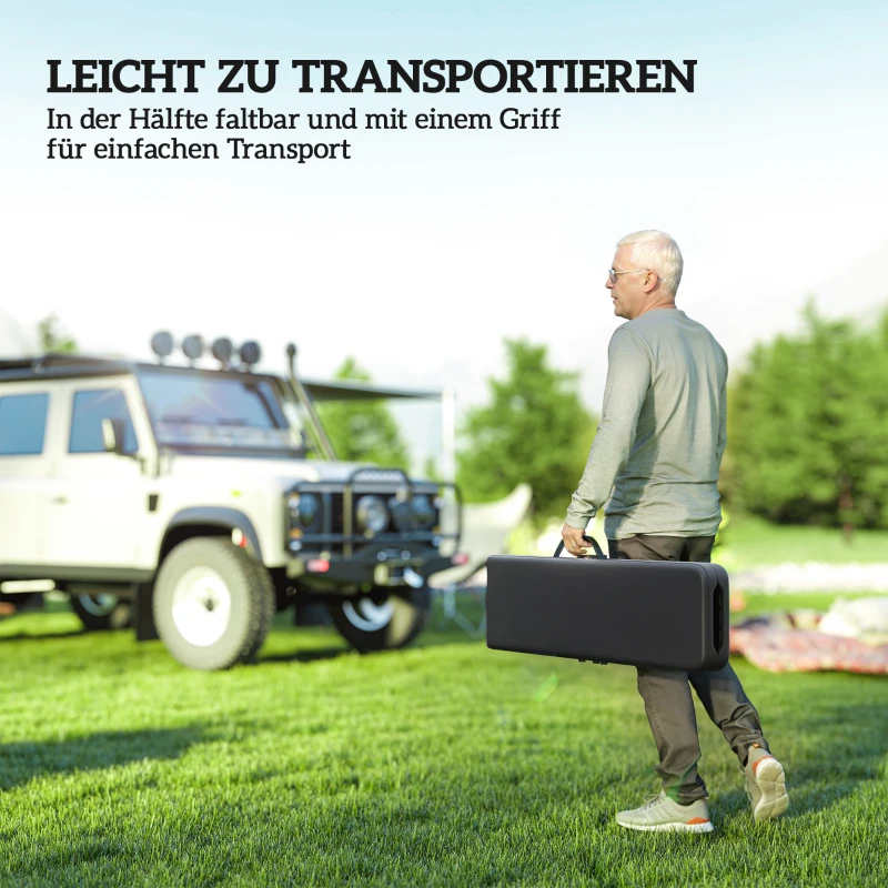 Ławka piknikowa składana z uchwytem, metalowe nogi