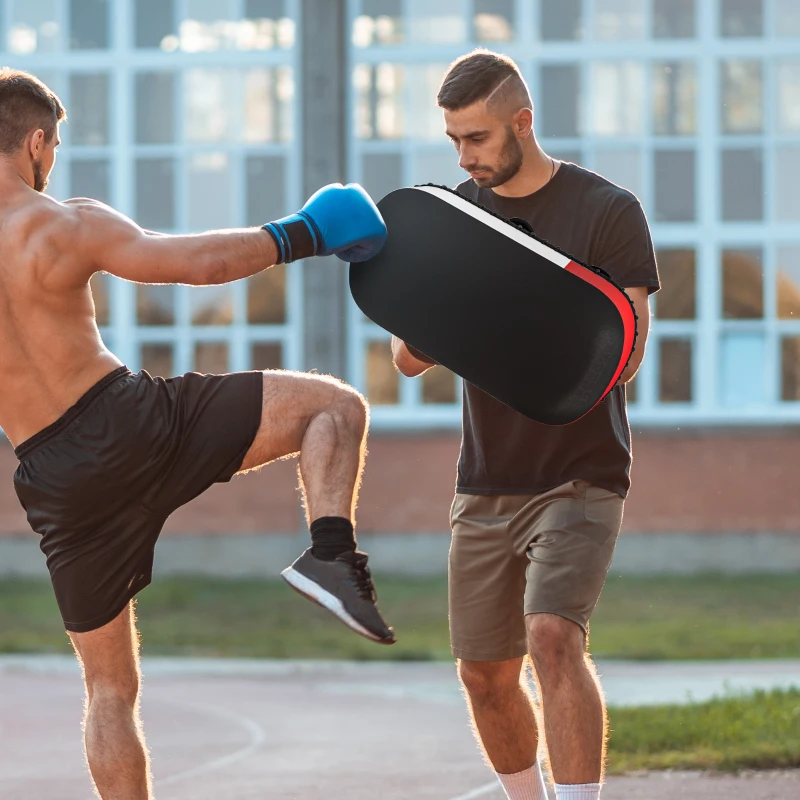 SPORTNOW Pratzen Kickboxen Kickpolster für Muay Thai Boxpratzen Trainerpratzen Schlagpolster für Coaching, Training, Kunstlederbezug