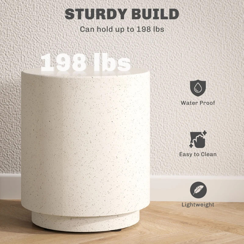 HOMCOM stolik nocny o wyglądzie betonowym regulowany stolik kawowy do użytku wewnątrz i na zewnątrz wodoodporny nieorganiczny proszek rudy jasnoszary 37 x 37 x 43 cm