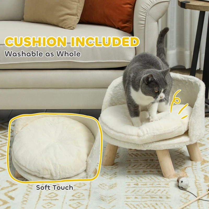 Łóżko dla psa, podniesiona kanapa, z poduszką, kremowe