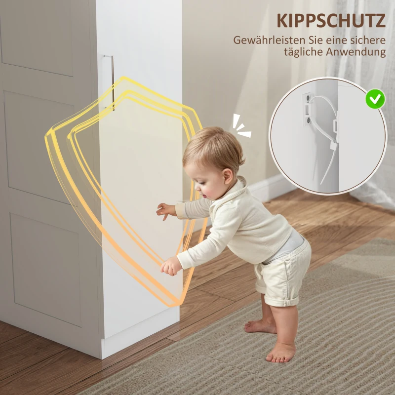 HOMCOM Single Bedroom Wardrobe with Shelf and Hanging Rail, Modern Clothes Storage Cupboard with Soft-Close Door for Bedroom, White