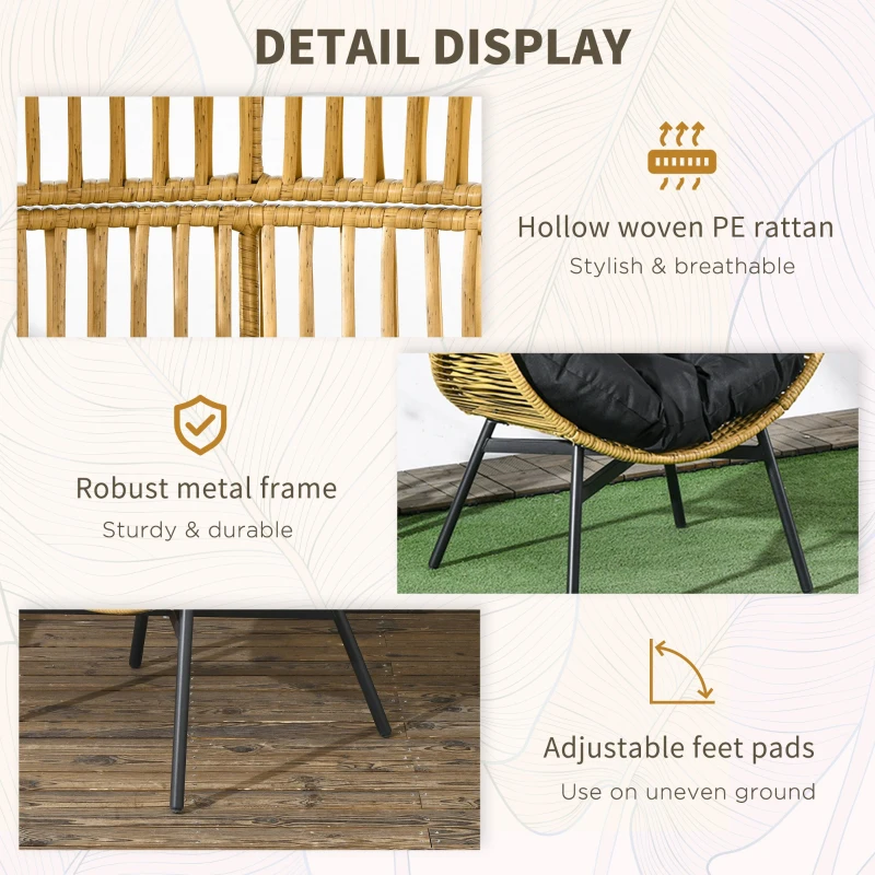 Fotel rattanowy z grubą poduszką, na taras, kolor piaskowy