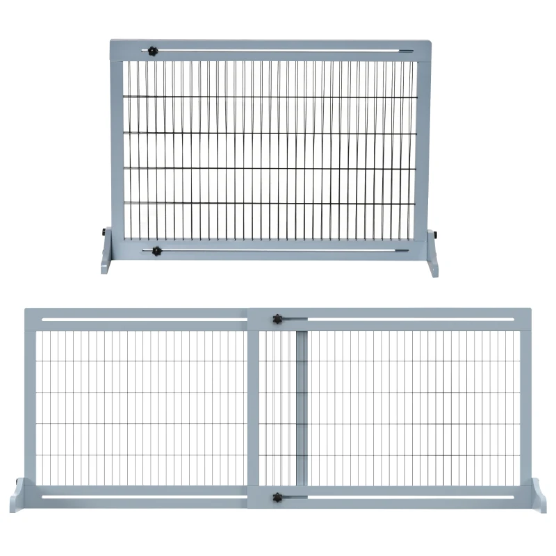 Drewniane ogrodzenie dla psa, rozkładane, szare