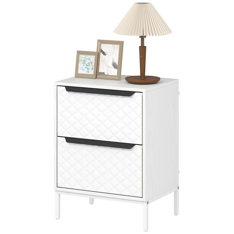 HOMCOM Chest of Drawers, Dresser with 2 Fabric Drawers and Aluminium Handles - White