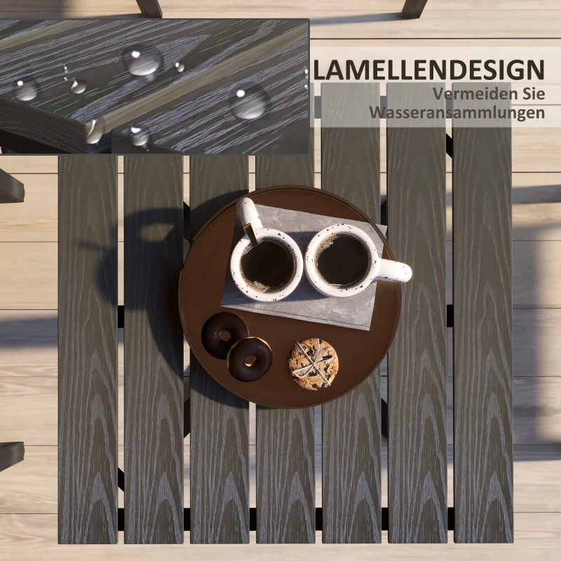 Stół ogrodowy Outsunny, stół jadalny dla 4 osób, kwadratowy stół balkonowy z drewnianym wykończeniem na taras, aluminiowy, szary, 70 x 70 x 76 cm