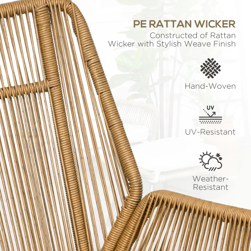 Outsunny Fotel relaksacyjny z polirattanowym podnóżkiem, fotel ogrodowy z regulowanym oparciem, fotel rattanowy z poduszką do ogrodu, balkonu, stal, poliester, naturalny