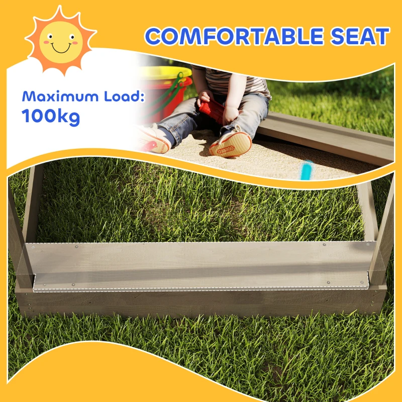 Piaskownica z dachem, drewniana, dla dzieci 3-7 lat, szara