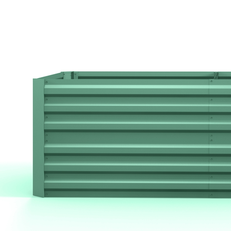 Outsunny Raised Beds for Garden, Galvanised Steel Outdoor Planters with Multi-reinforced Rods, 180 x 90 x 59 cm, Light Green
