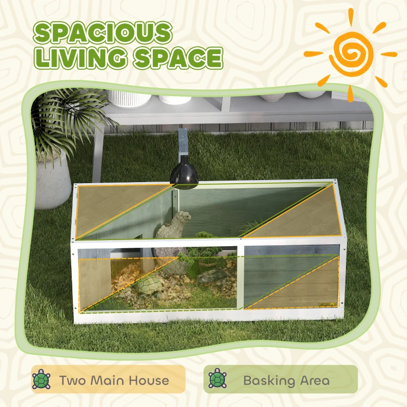 Drewniany domek dla żółwi, z 2 głównymi domkami, Szary