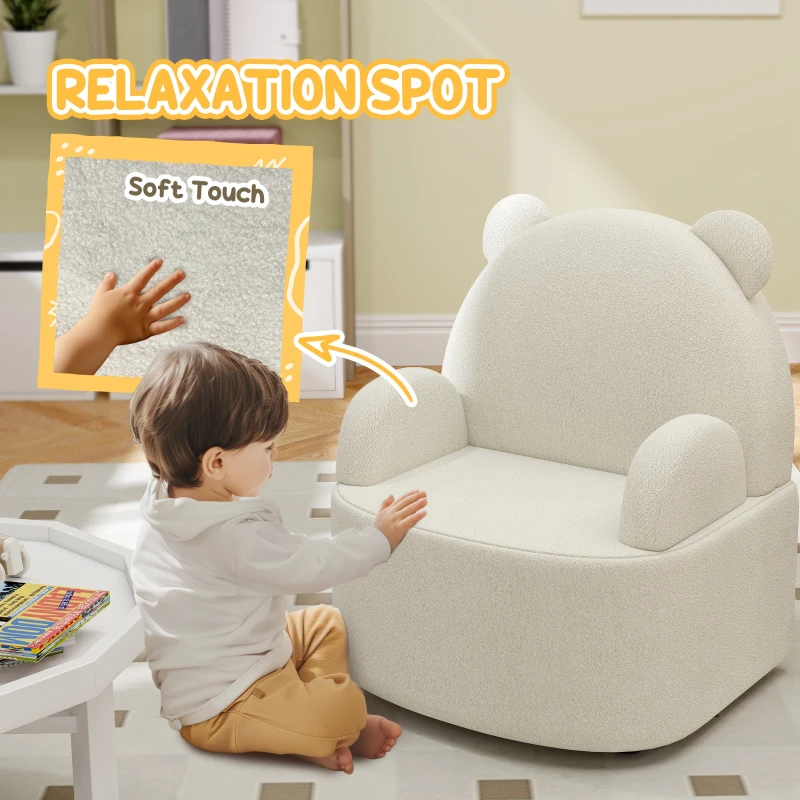 AIYAPLAY Fotel dla dzieci, sofa dziecięca z miękkim polaru misiowego, w kształcie misia, dla dzieci 1,5-3 lat, pokój dziecięcy, sala zabaw, Beżowy