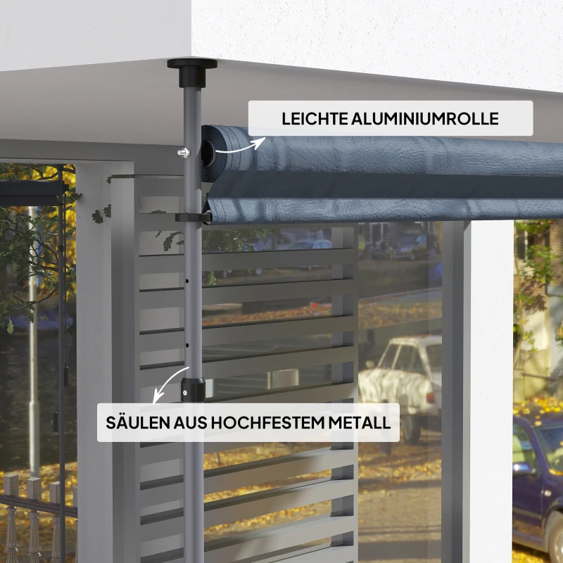 Markiza ręczna z regulacją wysokości, 3m, szary kolor