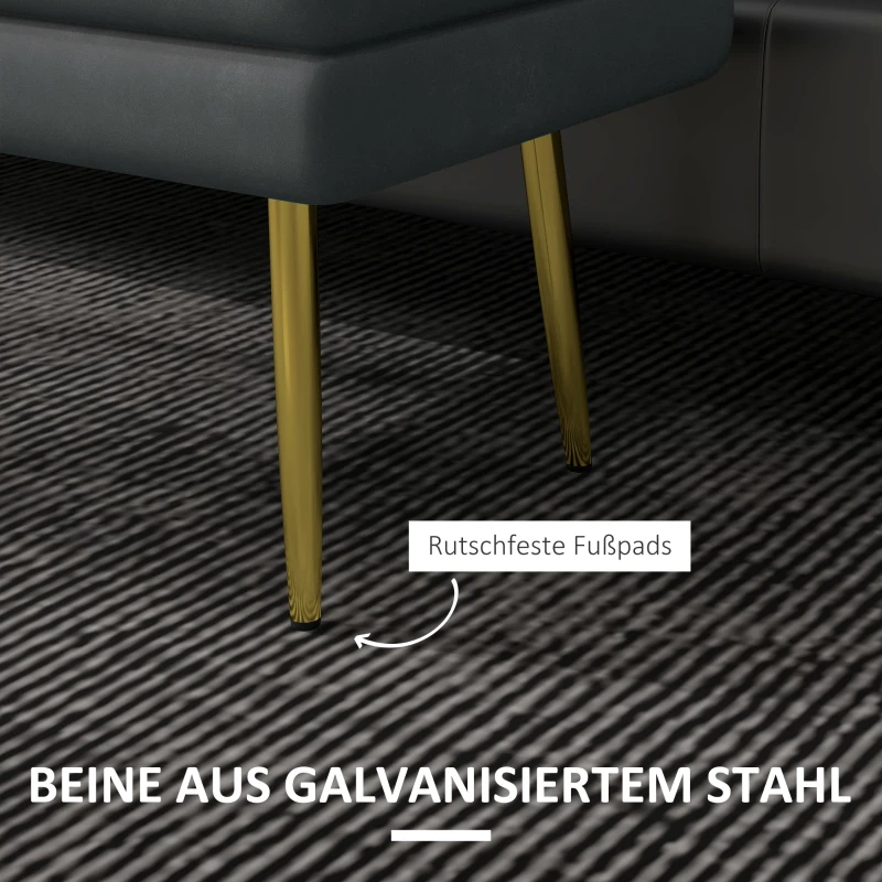 HOMCOM Ławka Tapicerowana z Przestrzenią do Przechowywania, Aksamit, Ławka z Nogami Stalowymi, Ławka na Buty, Pojemnik na Przedmioty do Salonu, Sypialni, Szary, 79,5 x 37,5 x 43 cm