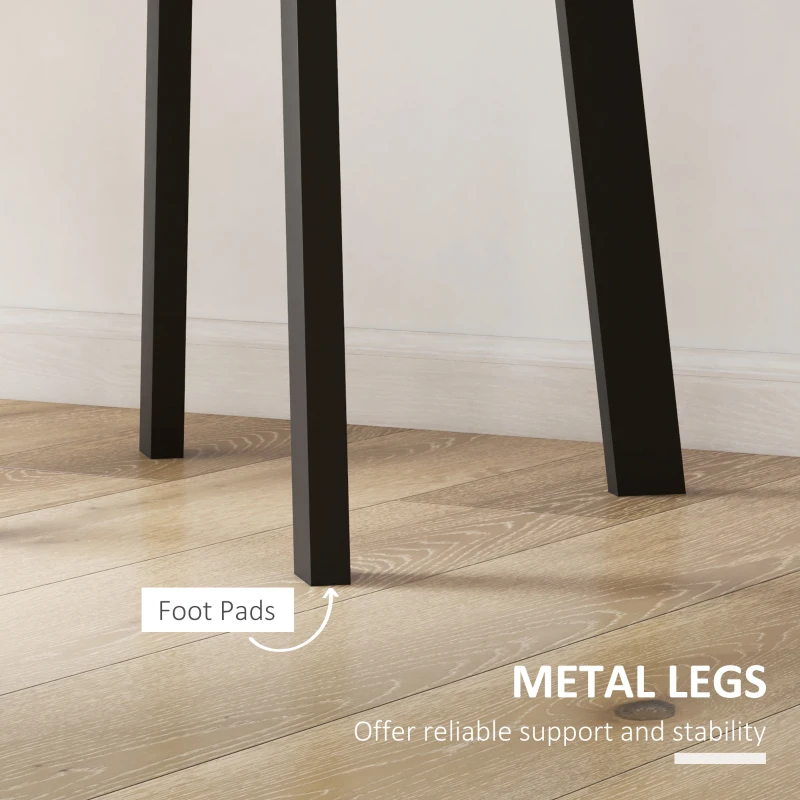 HOMCOM Stół obiadowy dla 2 osób, biała blat, metalowe nogi z nakładkami, Ø72 x 75H cm, Czarny