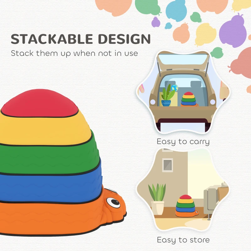 Qaba Ladybug Stepping Stones for Kids, 5 PCS Non-Slip Toddler Obstacle Course for Promoting Balance & Coordination Skills, Stackable Design, Multicoloured