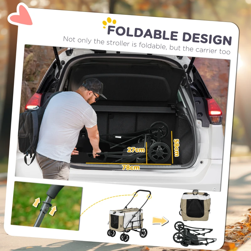 Wózek dla psa i kota 2w1, składany, do 10 kg