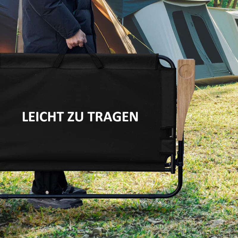 Outsunny campingstoel 2-zits opvouwbare draagbare tuinstoel regisseursstoel klapstoel met bekerhouder voor outdoor picknick wandelen max. belasting 160 kg groen 141 x 67 x 80 cm