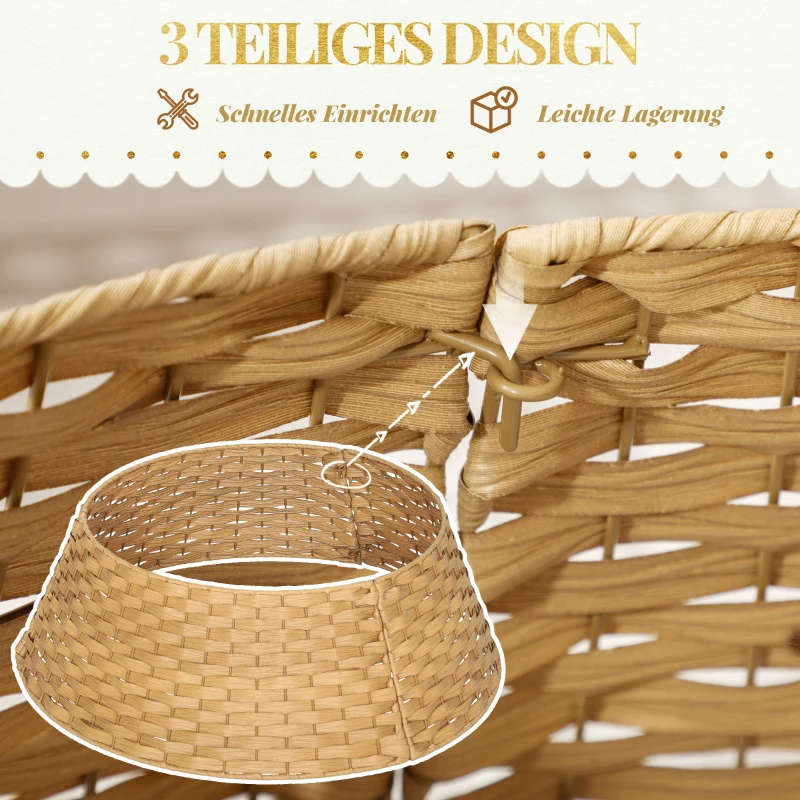 Kołnierz choinkowy HOMCOM, Ø 68cm, z plastiku, dla stojaka choinkowego, osłona stojaka choinkowego do domu, imprezy, dekoracji, naturalne drewno