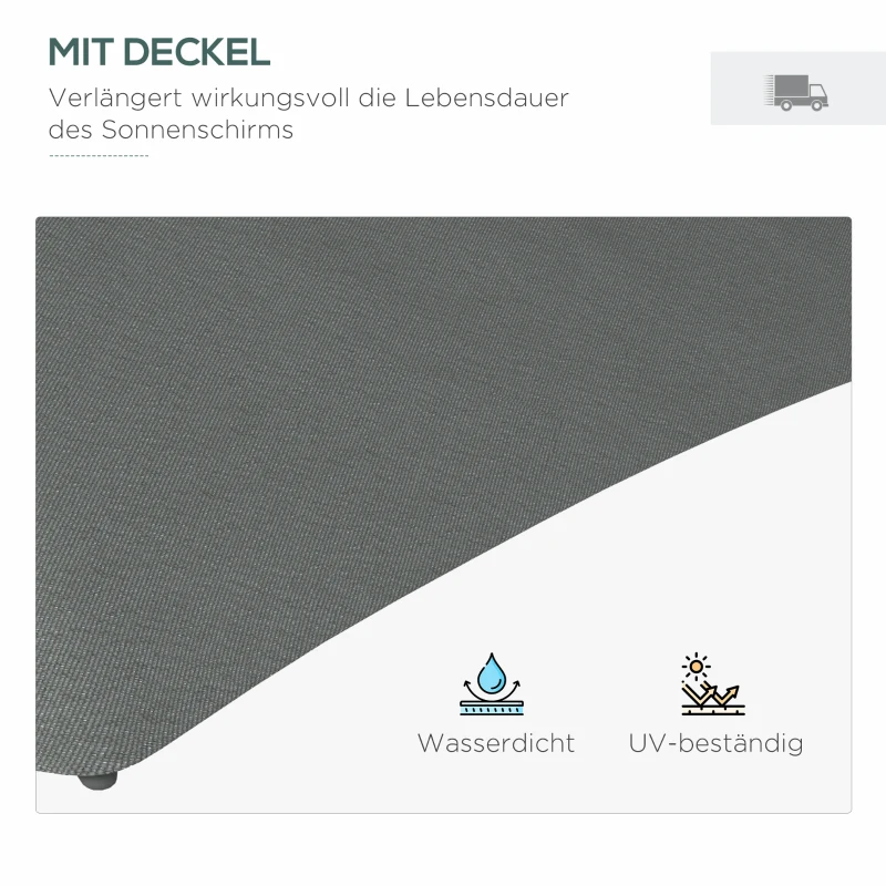Parasol ogrodowy Outsunny, Ø290 cm Parasol przeciwsłoneczny z zabezpieczeniem UV, parasol balkonowy z krzyżowym stelażem, parasol tarasowy z pokrowcem, do ogrodu, stal, ciemnoszary