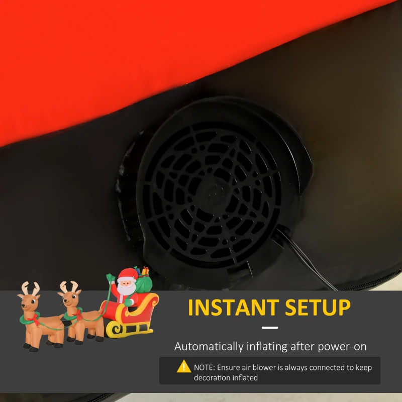 Nadmuchiwany Mikołaj z reniferami, 240 cm, 6 LED, dekoracja