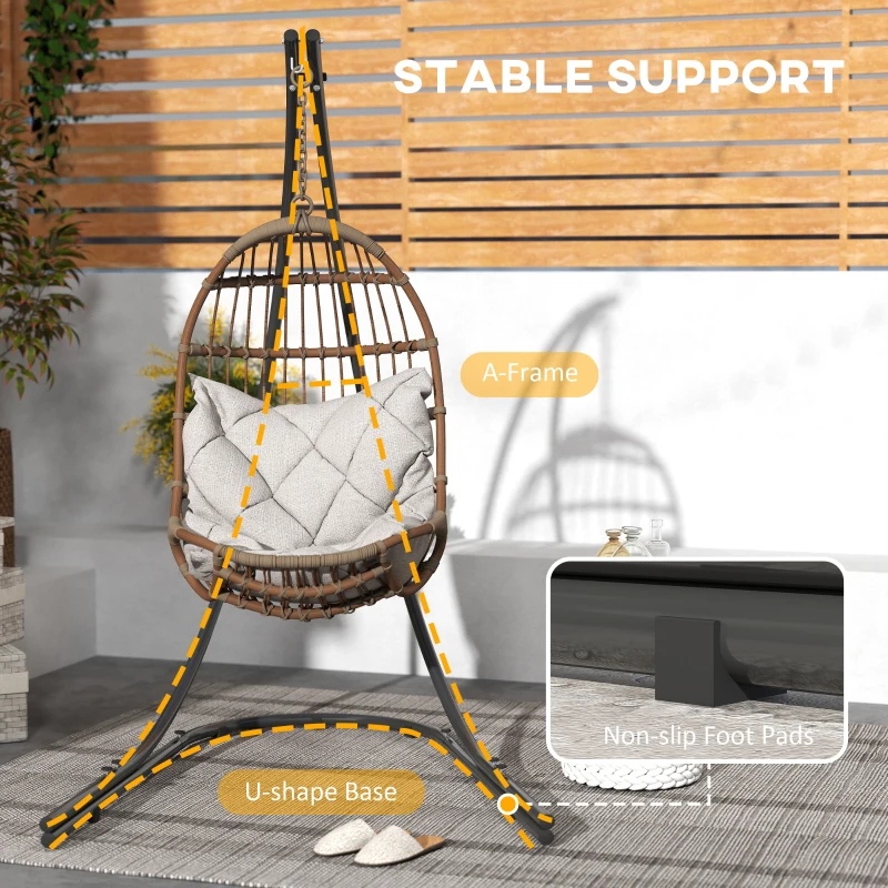 Stojak do huśtawki w kształcie C, metalowy, czarny