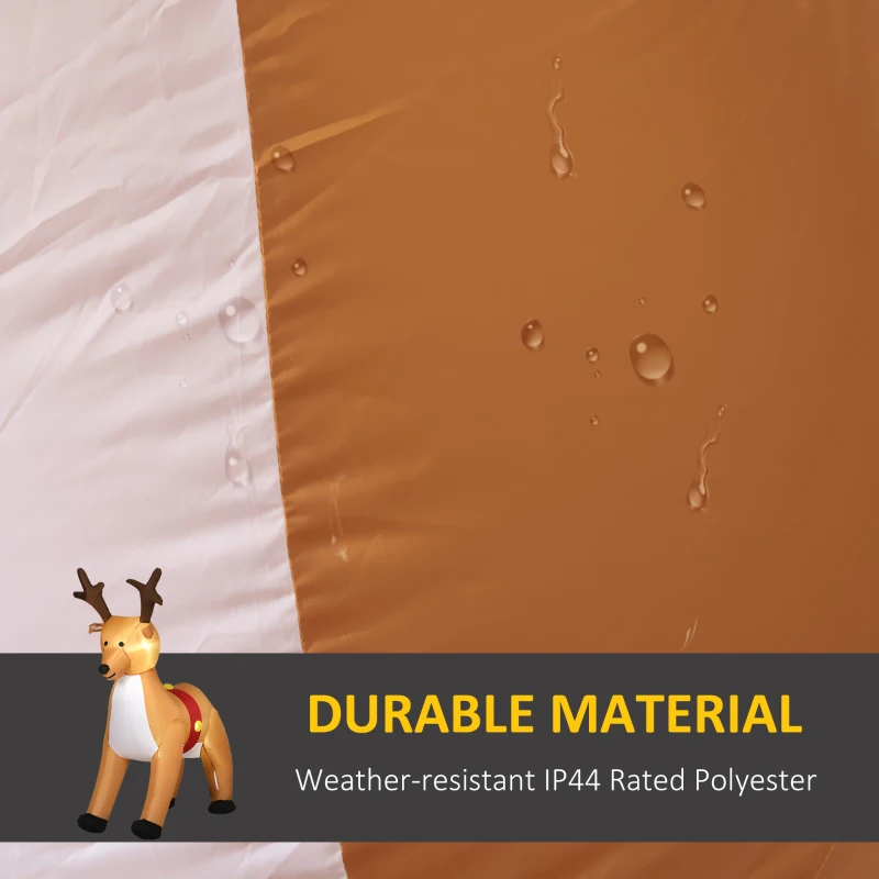 HOMCOM Nadmuchiwany Renifer Świąteczny 180 cm, Nadmuchiwana Dekoracja Świąteczna z LED, Dekoracja Zewnętrzna na Święta, Imprezy, Wewnątrz, Na Zewnątrz