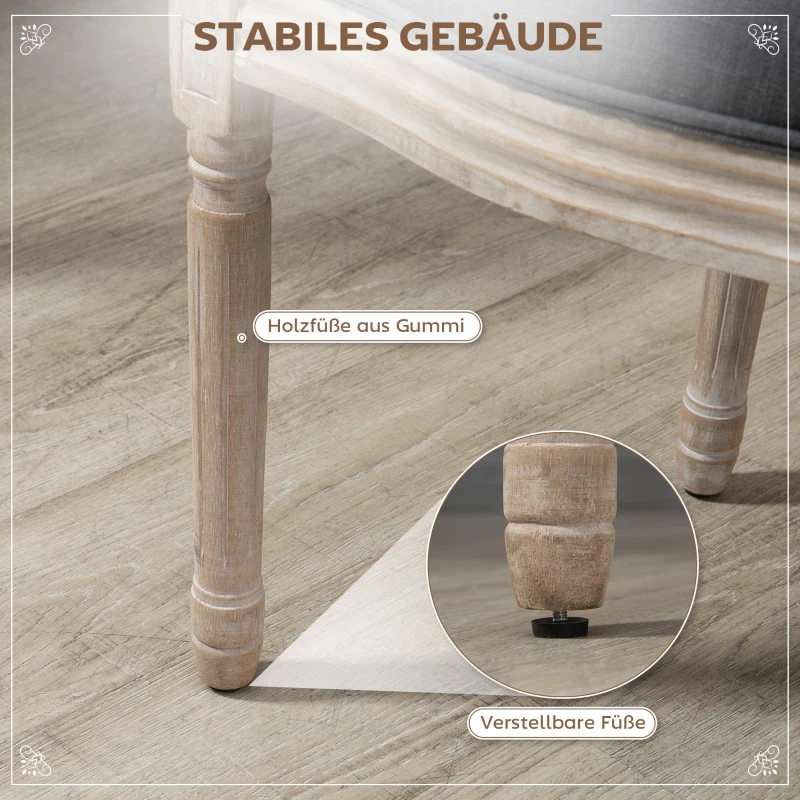 HOMCOM Zestaw 2 krzeseł do jadalni z oparciem z rattanu, wygląd lnu, Tapicerowane krzesło w stylu francuskim, do salonu, jadalni, Szary