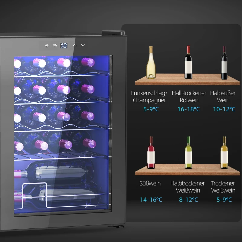 Lodówka na wino 20 butelek, 53L, 5-18℃, kompresor