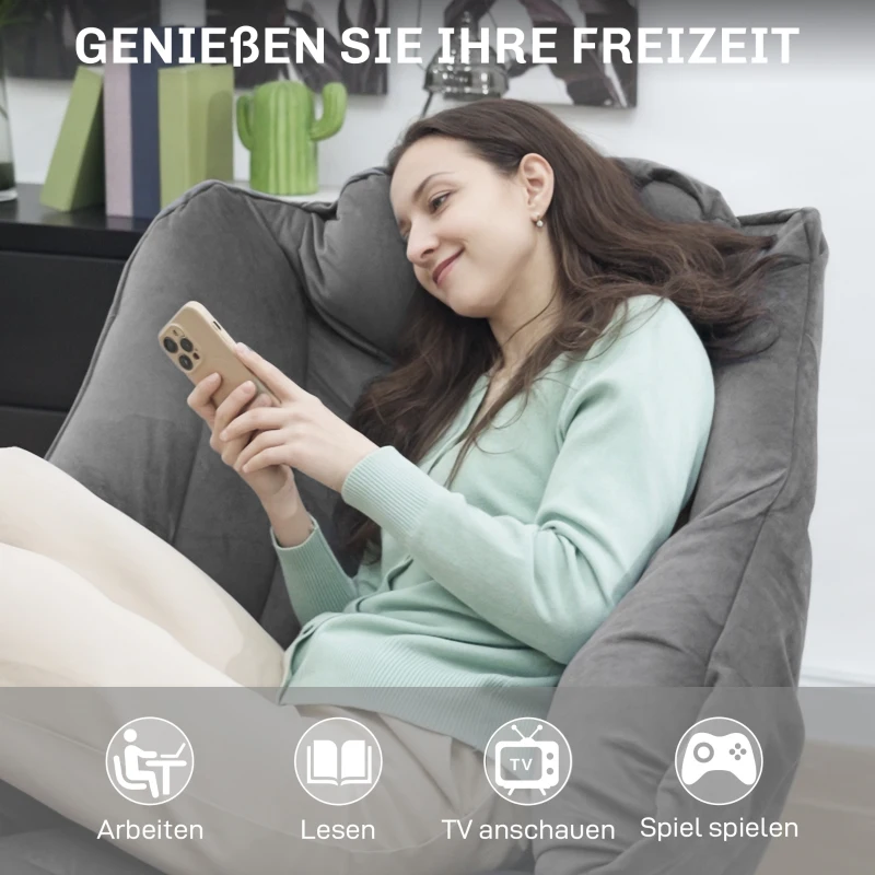 Fotel wypoczynkowy, tapicerowany, stalowe nogi, szary