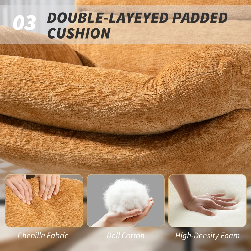 HOMCOM Fotel Bujany z Oparciem i Miejsce na Krawężnik, Żółty