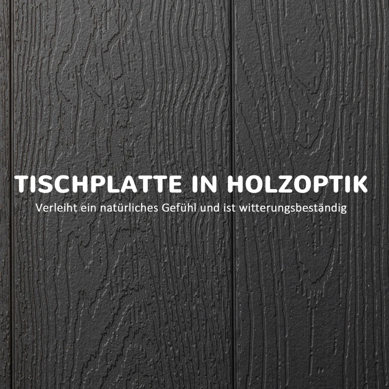 Stół ogrodowy składany dla 6 osób, szary, drewnopodobny